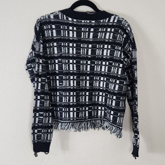 Wildfox Reese Ritzy Fringe Hem Sweater in Black and White NWT Size Small - Picture 7 of 16